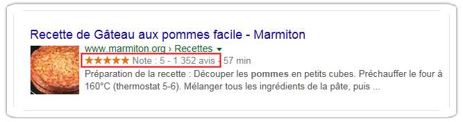 Exemple Rich Snippets avec des avis