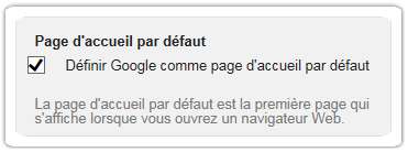 Google en page d'accueil