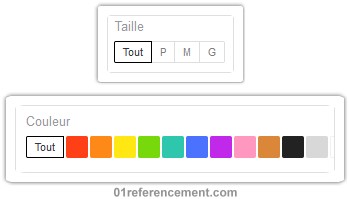 Choisir la taille et la couleur