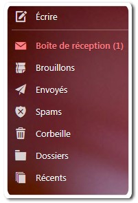 Menu présent dans Yahoo mail